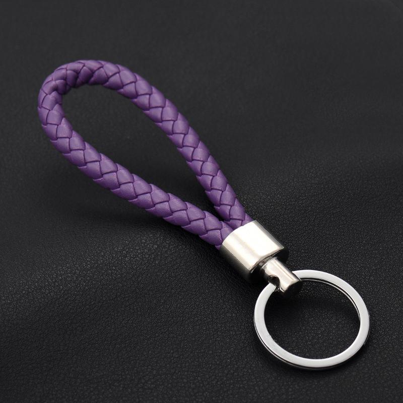 Goede prijs Handgemaakte Heren Lederen Sleutelhanger onder $1 Metalen sleutelhangers Sleutelhangers voor vrouwen Sleutelhouder Auto sleutelhanger lot: Dark Purple