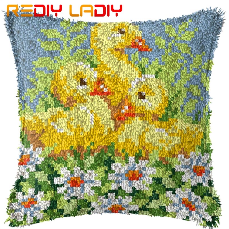 Housse de coussin pré-imprimée en toile avec crochet et animaux, motif hibou, taie d'oreiller en fil acrylique, loisirs créatifs, décoration d'intérieur: Bz762