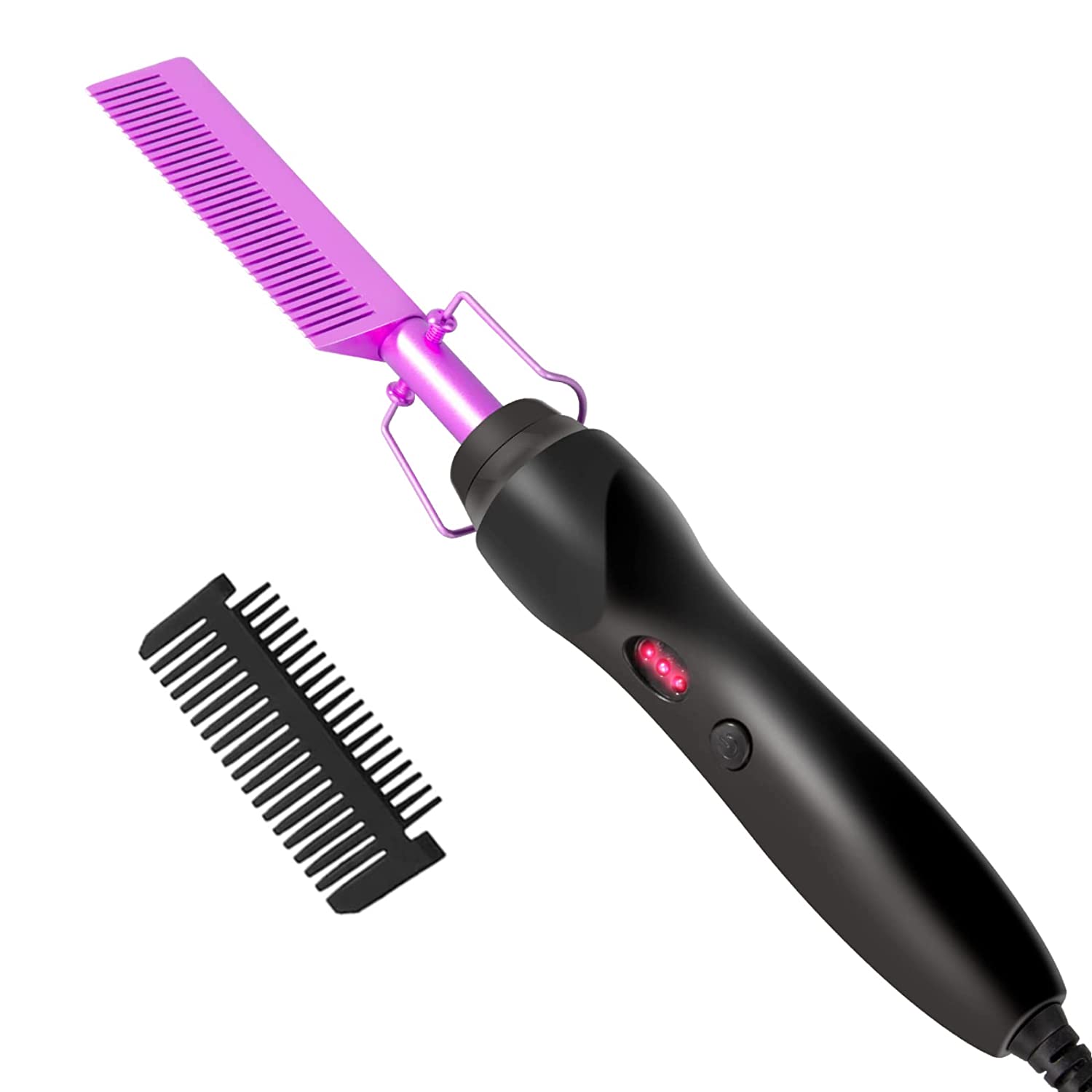 Lisseur de cheveux 2 en 1, peigne chauffant électrique, Styler de presse en céramique à haute chaleur pour cheveux américains et africains: Violet / LES USA