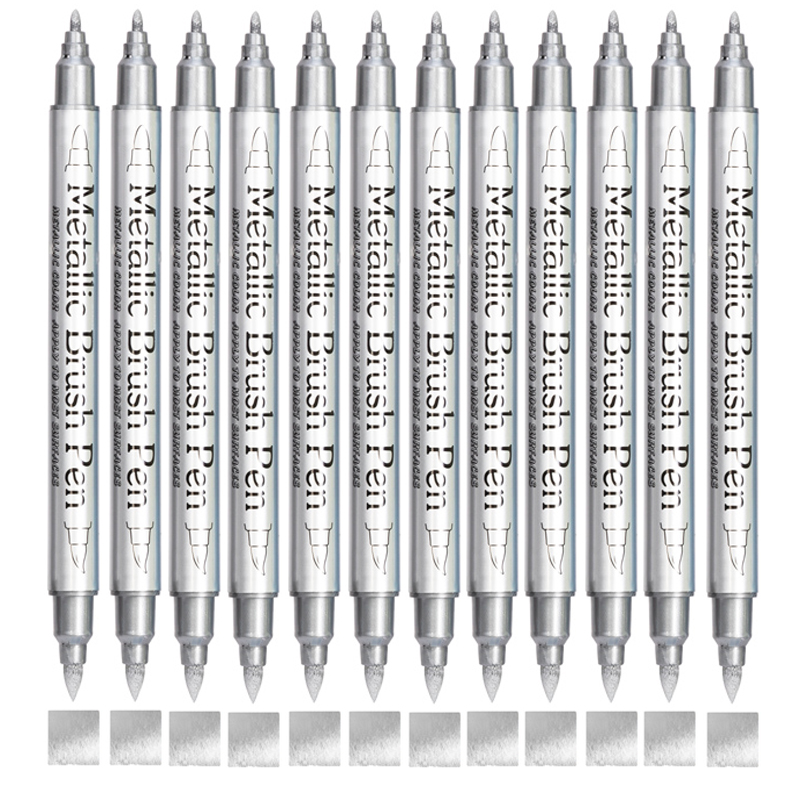 12 Kleuren Metallic Marker Pen Hars Tekenpen Acrylverf Diy Highlights Permanente Marker Diy Card Art Benodigdheden Briefpapier: Licht Groen