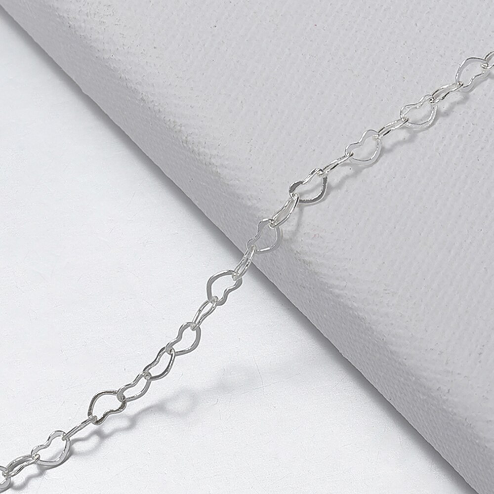 1Meter Halskette Herz Stern Kette Silber KC Gold Kupfer Verknüpfung Ketten Armbinde für Schmuck, sterben DIY Handgemachten Handwerk: Silber--3.2x5.2Herz