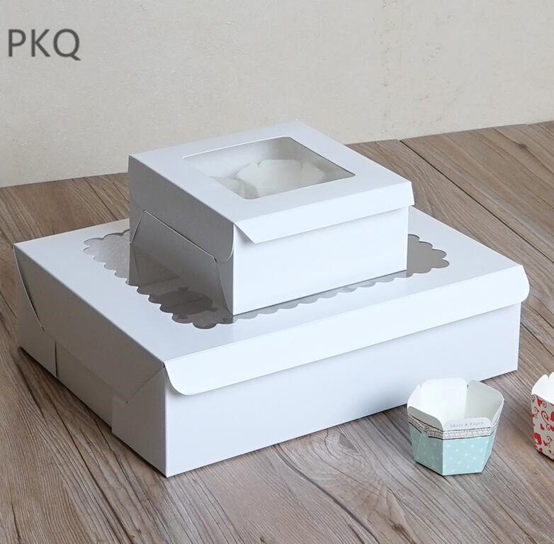 Caja de papel blanca para pasteles, caja de embalaje de cartón cupcakes, cajas para pasteles con 1/2/3/4/6 orificios, caja de suministros para para repostería 10 Uds.