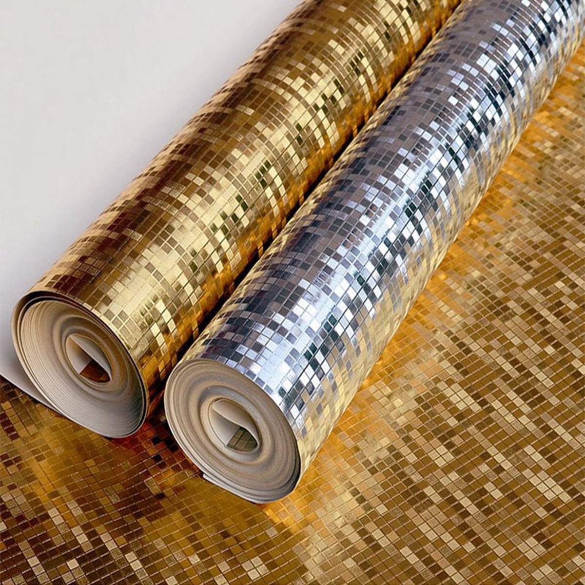 Luxe-Zilver-Goud-Folie-Mosaicbackground-Flicker-Vinyl-Muur-Papier-Moderne-roll-Hotel-Plafond-Decoratieve-Wallpaper-Roll