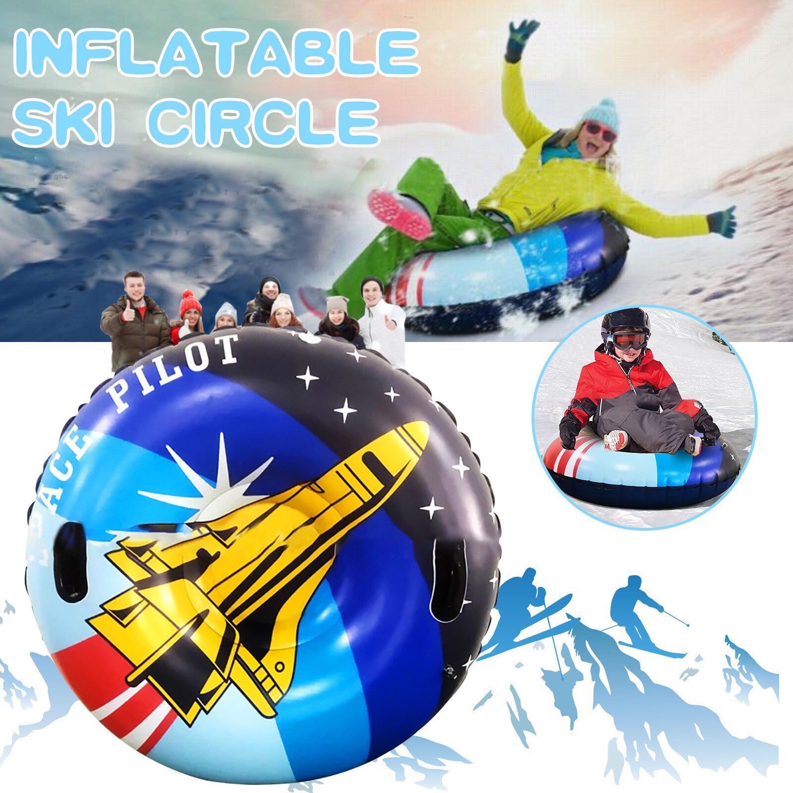 Ski Ring Pvc Slee Band Buis Duurzaam Kinderen Volwassen Ski Mat Met Handvat Voor Outdoor Sport Gereedschappen Grappig Aanwezig Voor kinderen