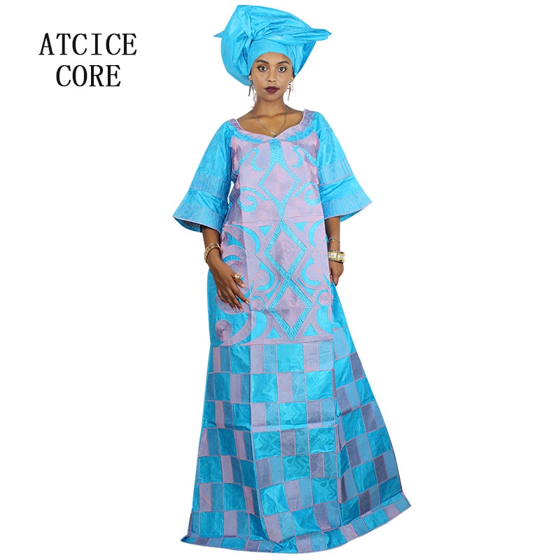 Afrikansk kjole dashiki broderi lang kjole bazin for meget lang  a023-1#