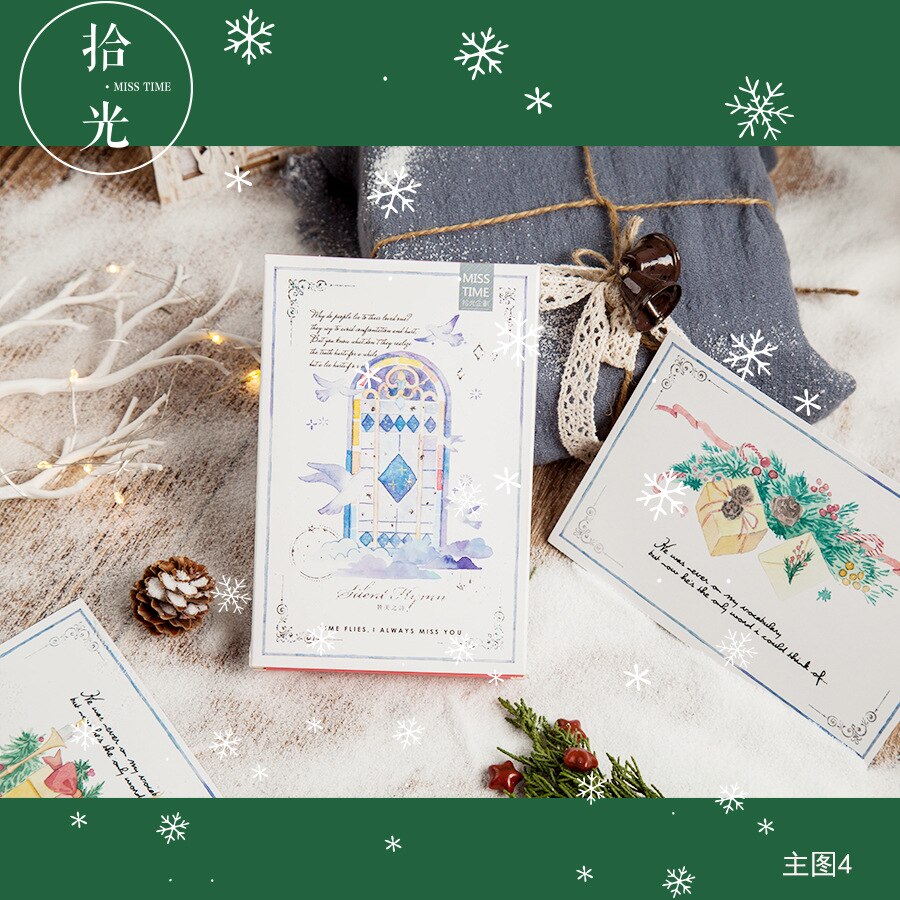 30Sheets/Set Merry Christmas Luminous A poem of praise Postcard /Greeting Card/wish Card