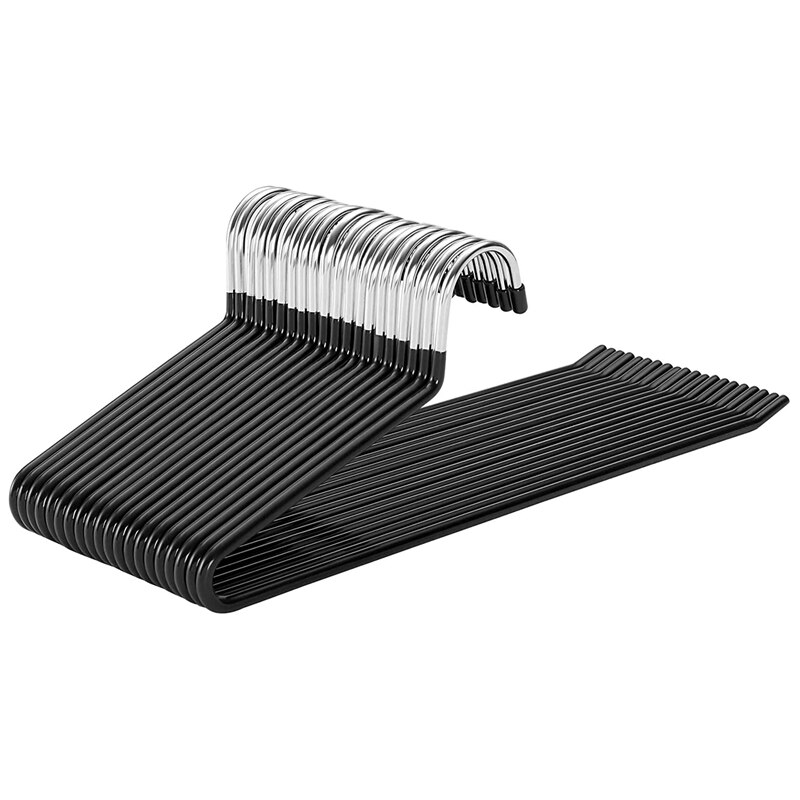 Metal Coat Hangers, 20 Pieces, Trouser Hangers, Made of ø 5 mm Wire, Coated with Pvc Plastic, Non-Slip, 35cm, Black