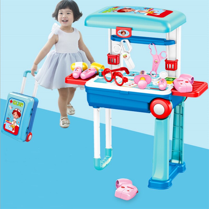 Baby Toy Chef Doctor Craftsman Makeup Artist Suitcase Portable Kitchen Set ABS Plastic Role Play Boy And Girl Play Kit