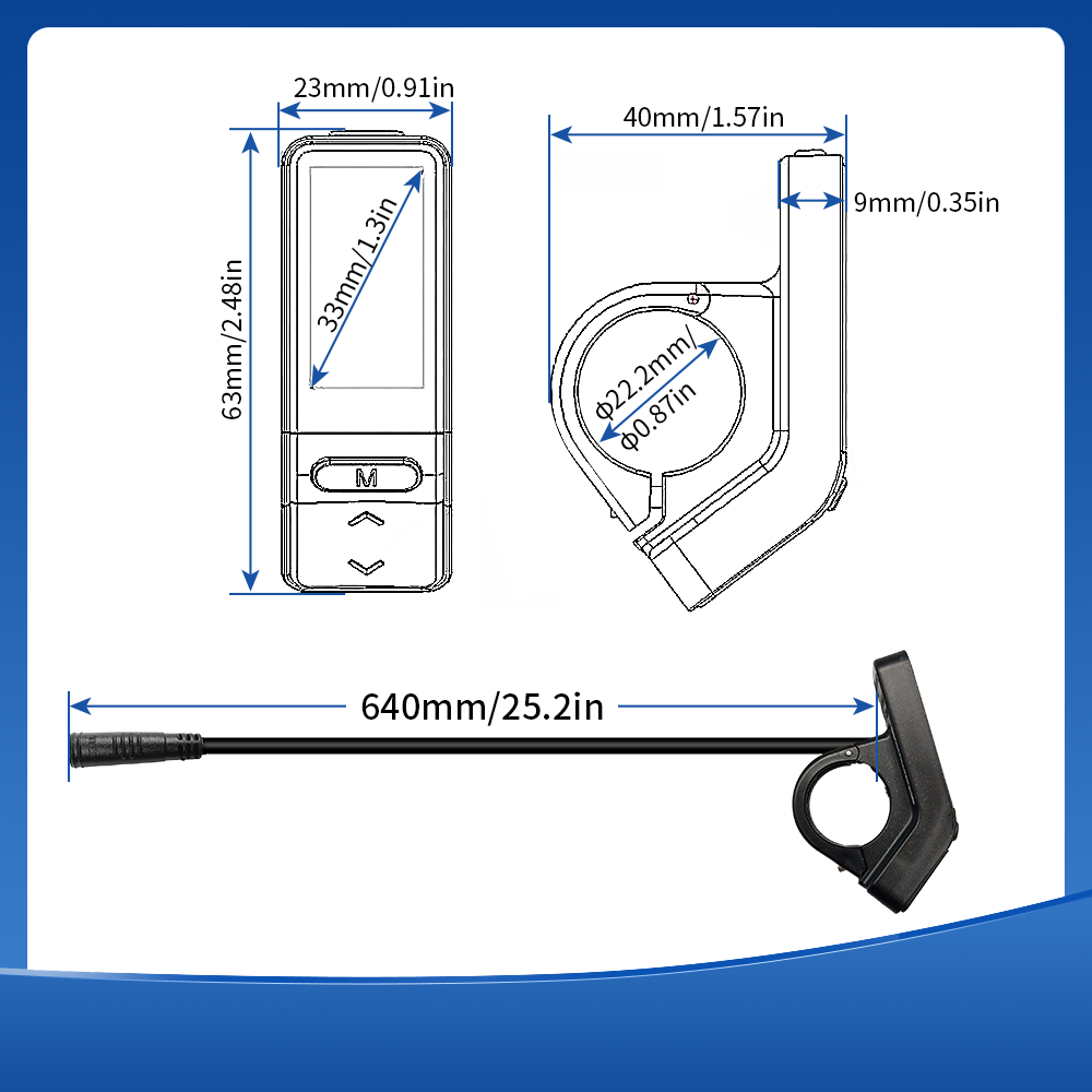 BAFANG – Mini écran de vélo électrique SW102, étanche, contrôleur de vitesse, Kit de Conversion pour BBS01, BBS02, BBSHD, moteur central