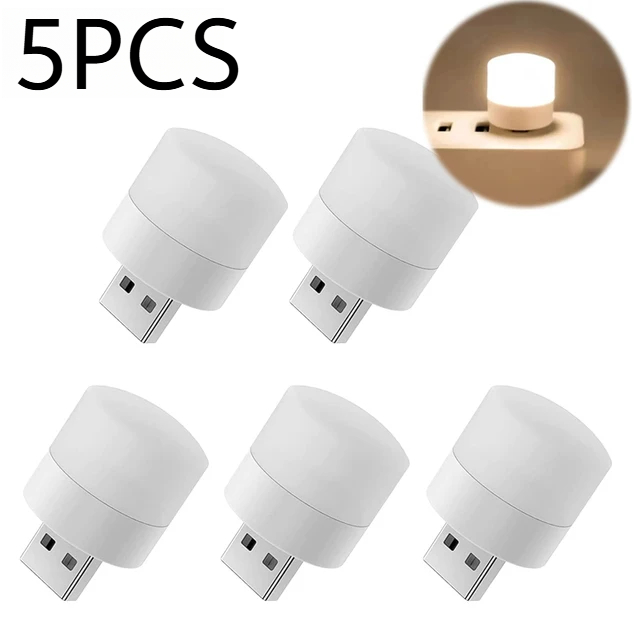 1/10Pcs Mini USB Night Light Eye Protection Book Reading Light USB Plug Computer Mobile Power Charging LED Night Lamp Warm White: green
