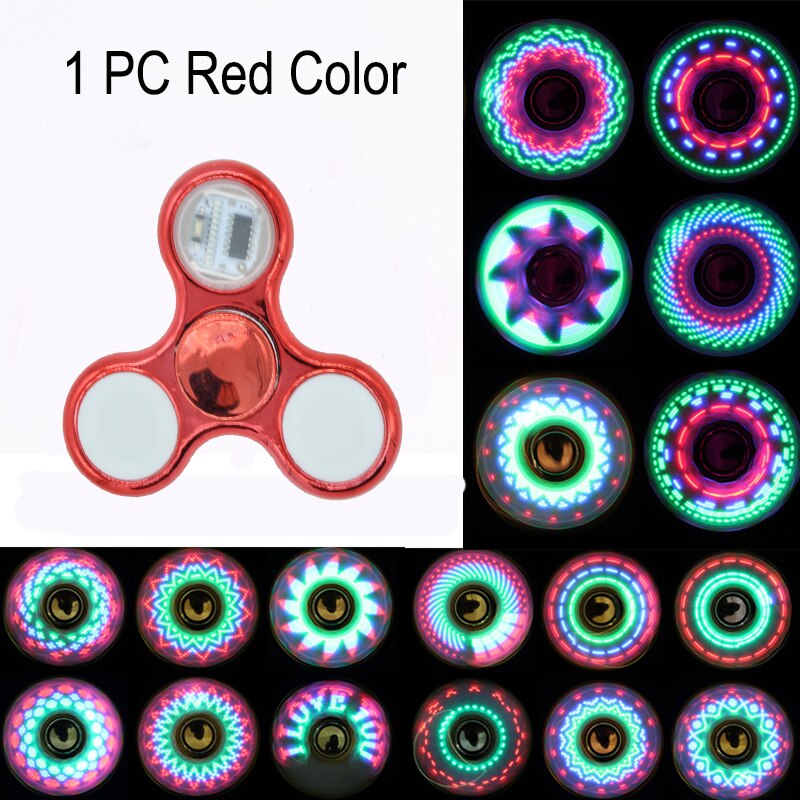 Luminous Fidget Spinner LED Light Up Changeable Hand Spinners Adult Glowing Spiner Stress Relief Toys For Kids: Red