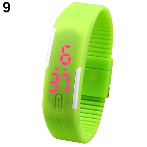 Reloj de pulsera LED rojo de silicona para hombres y mujeres, reloj de pulsera táctil Digital 4VOP: green
