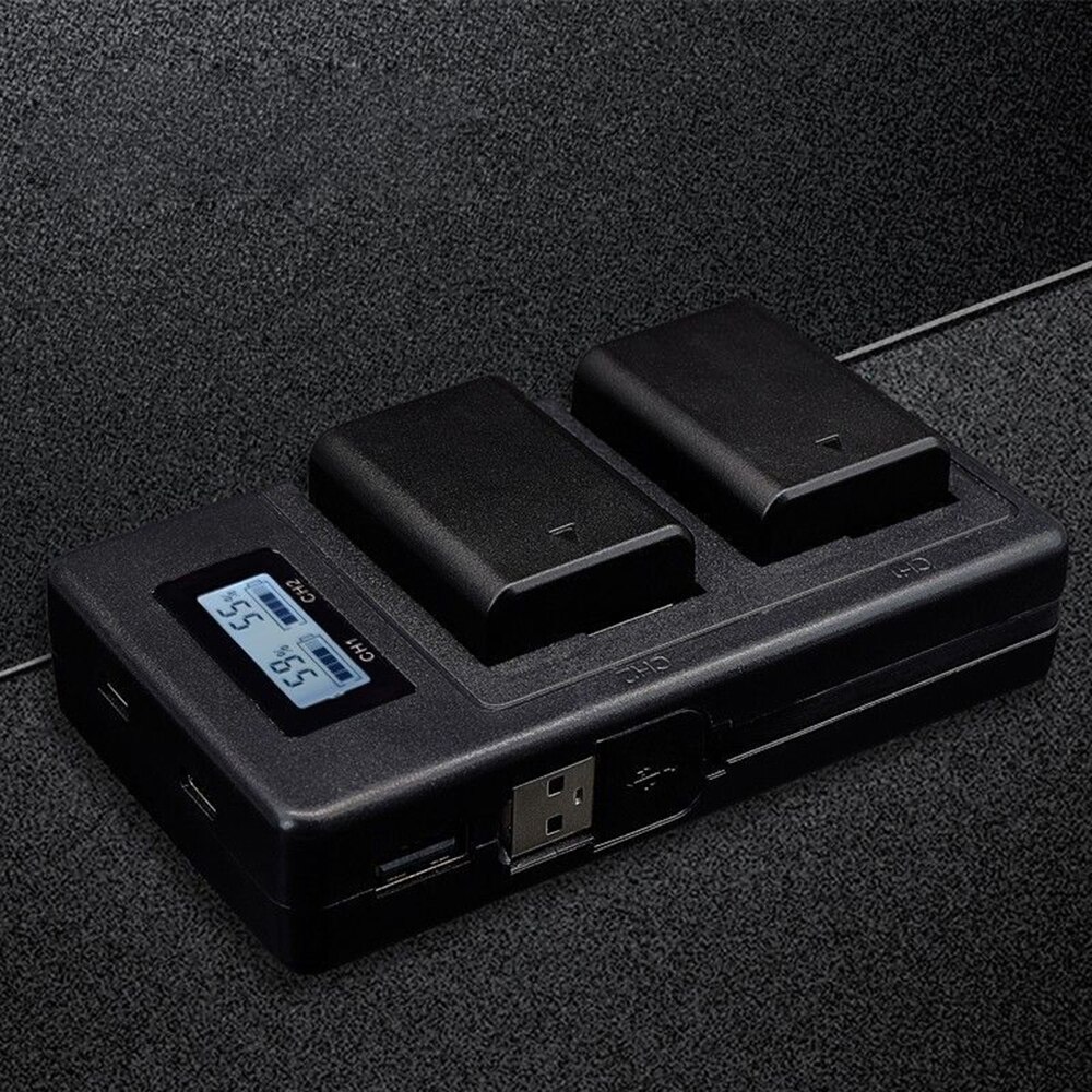 Soporte para cargador inteligente de batería con pantalla LCD de dos puertos para Sony Alpha A6000 A6300 A6500 A7r A7