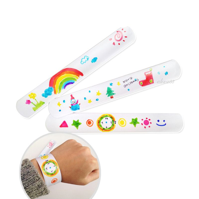 12 Pcs DIY Blank Slap Bracelets Party Favors Easter for Kids Art Craft Kindergarten