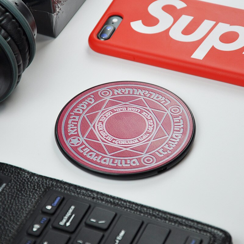 10W Magic Array QI Wireless Charger Mobile Phone Charger Desktop Charger Pad for iPhone Sumsung Xiaomi Huawei: dark red