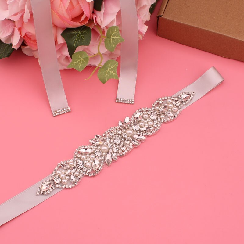 Luxe Bruiloft Riemen Bruids Kralen Riem Strass Sash Trouwjurk Accessoires Zilveren Diamant Bruidsmeisje Riemen: light  gray