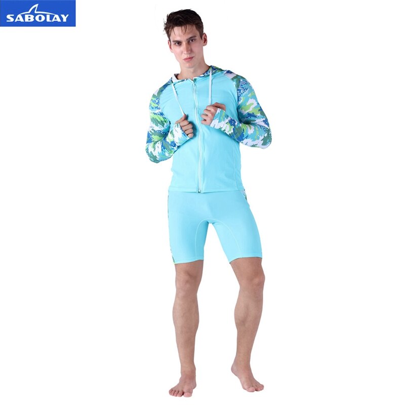 Sabolay camiseta masculina de zíper de lycra roupa de mergulho medusa manga comprida roupa de proteção solar