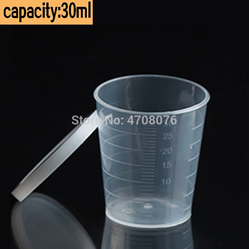 PE graduated beaker Plastic measuring cup with cover for chemical experiment kitchen food grade transparent 10pcs/pack