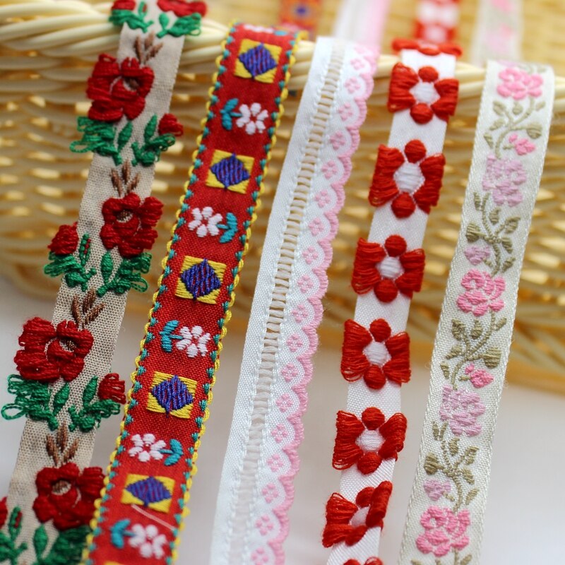 2 yards/lot japon doux Kawai style fille cheveux boucles d'oreilles et un chapeau de paille garni dentelle tissé jacquard sangle bricolage Zakka ruban