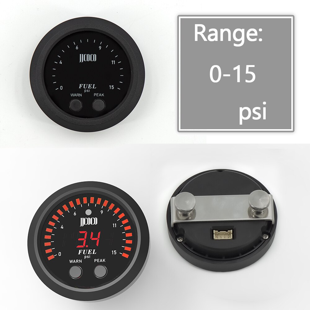 Ultra-thin Electronic fuel pressure gauge with 1/8 npt sensor oil pressure meter red display digital 0-15psi: Default Title