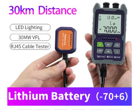 Mini 4 in 1 Optical Power Meter Visual Fault Locator Network Cable Test optical fiber tester 5km 15km 30KMVFL: 50AP-30mw  30KM