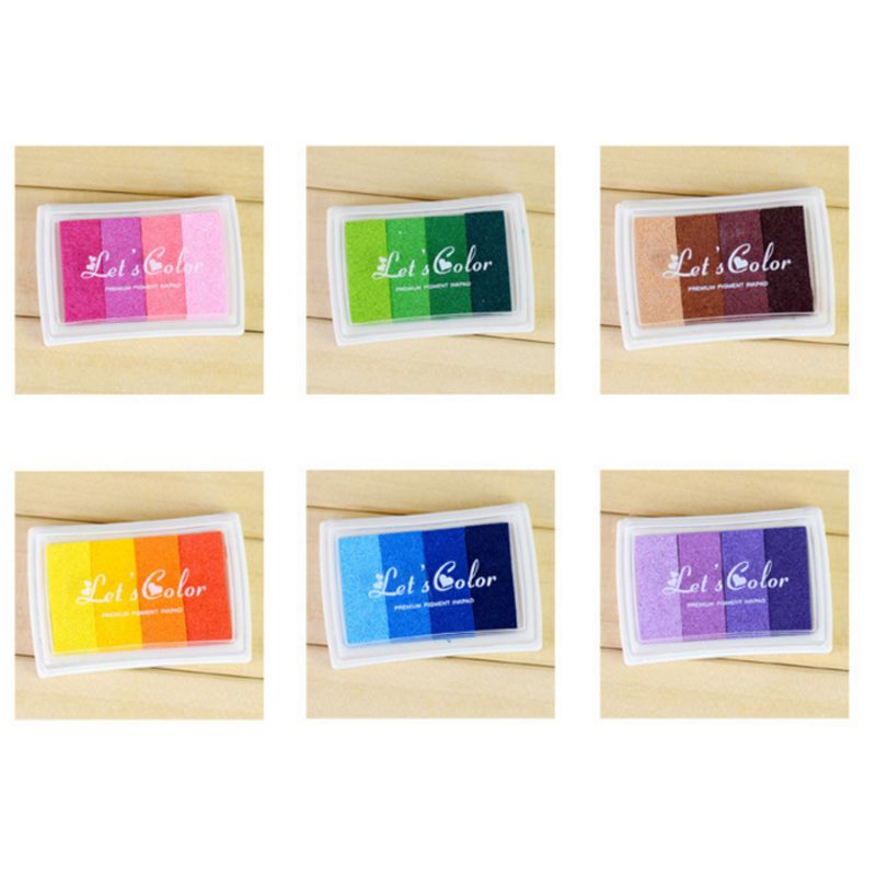 6Pcs 6Pcs Kids Vingerafdruk Schilderen Kleurrijke Stempelkussen Gradiënt Kleuren Stempel Partner Kindje Diy Art Craft Seal Graffiti tool Vroege