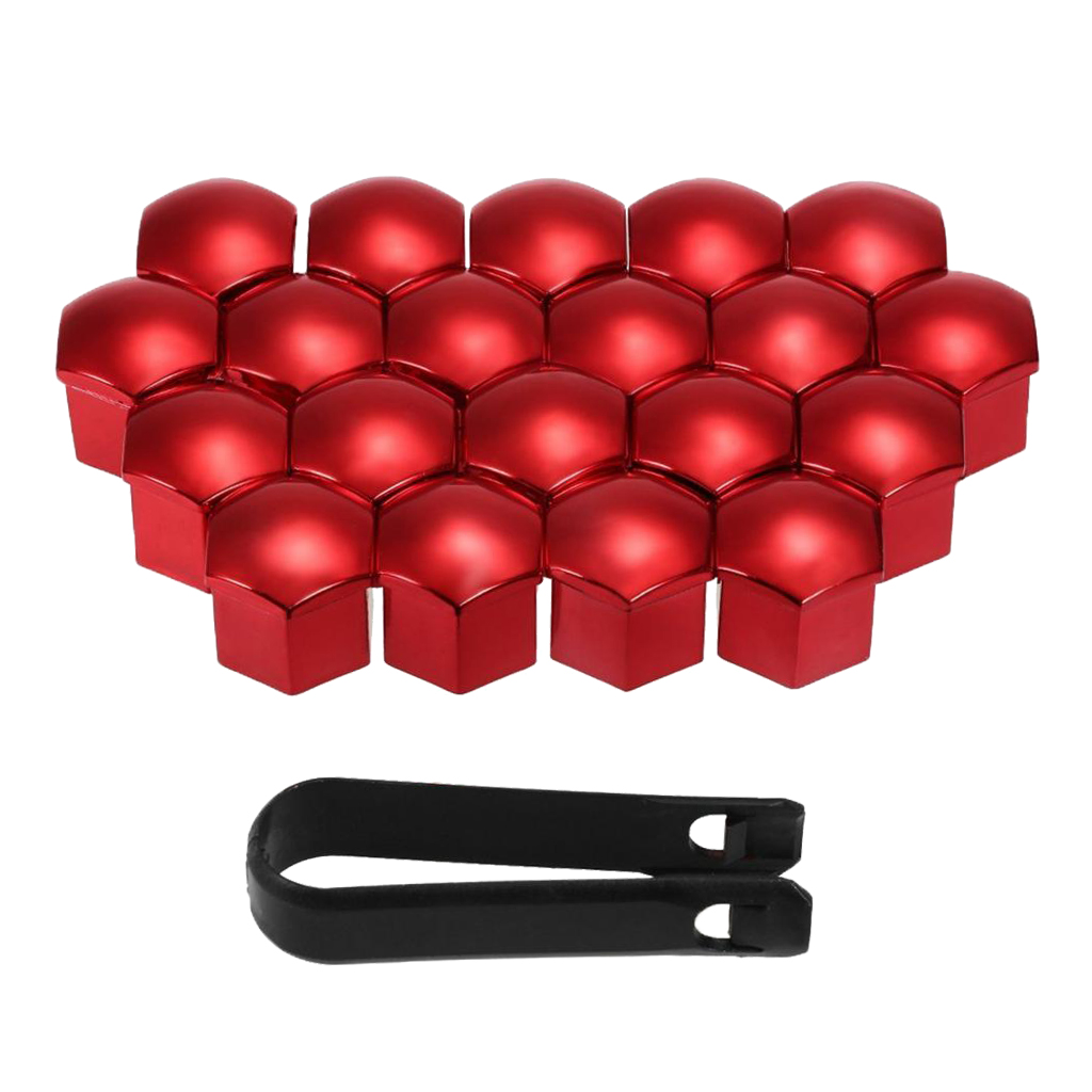 20x ABS plastic wheel nut covers 17mm Wheel Nut Covers Lug Nut Caps Screw Protector Universal: Red
