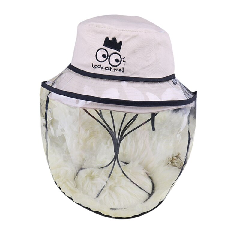 Skyddshatt barn barn tecknad söt hinkhatt anti-spott stänk uv vindmössor med genomskinlig ansiktsskärm