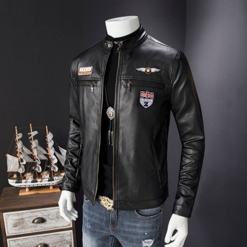 Chaqueta de cuero de imitación para hombre, prendas de vestir de talla grande M-3XL: M