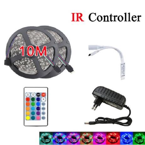 RGB LED Light Strip SMD 2835 5M Waterdichte RGB Tape DC12V Lint diode led Strips Licht Flexibele Streep Lamp IR WIFI Controller: 10m rgb 24key / ip65 waterproof