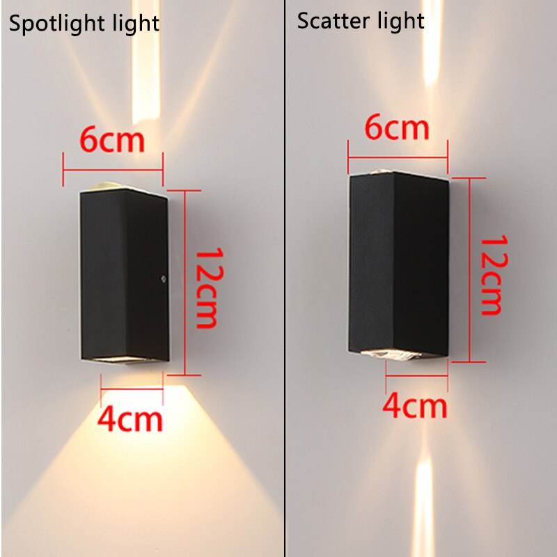 Led Wandlamp Aluminium Outdoor IP65 Waterdichte Up Down Wandlamp Voor Thuis Trap Slaapkamer Bedlampje Gang Verlichting ZBD0003