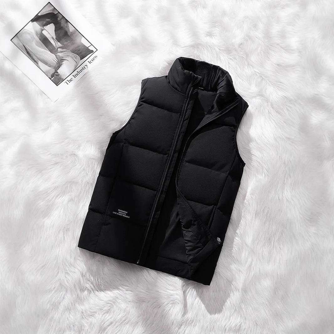 Chaleco de plumón de pato blanco grueso Unisex, chaqueta roja cálida con cuello levantado, chaleco de talla grande para hombres y mujeres, ropa informal de otoño e invierno