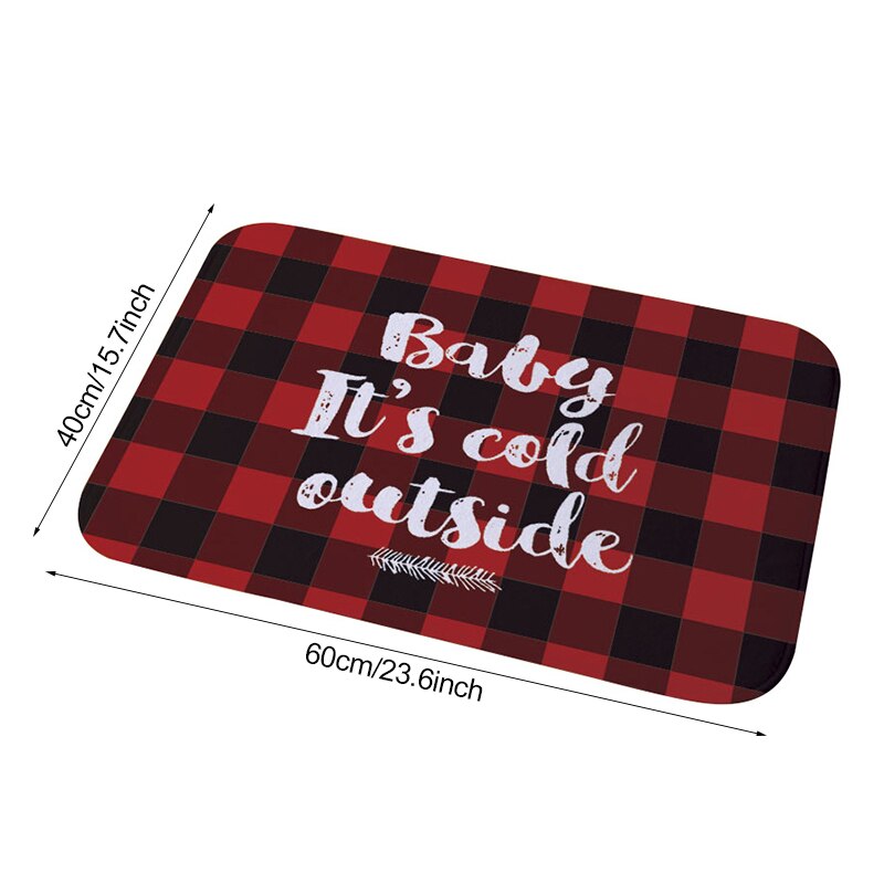 Winter Snowflake Christmas Tree Doormat Red Non Slip Absorbent Floor Carpet Mat for Entryway Bedroom Living Room Sofa Home Decor