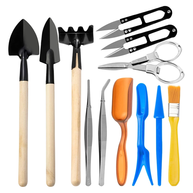 Juego de herramientas de jardinería para el hogar, accesorios para trasplantar, Mini bonsái duradero, portátil, N1HF, 12 unids/set: Default Title