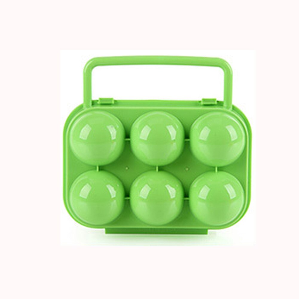 Plastic Effen Kleur Draagbare 6 Eieren Plastic Container Houder Vouwen Ei Opbergdoos Handvat Case keuken Sorage Doos Plastic: Green