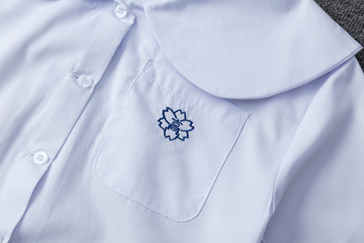 Uniforme escolar japonés para niñas, camisa blanca de manga corta, vestido escolar Jk, traje de marinero, Tops, uniformes de trabajo con bordado de bolsillo