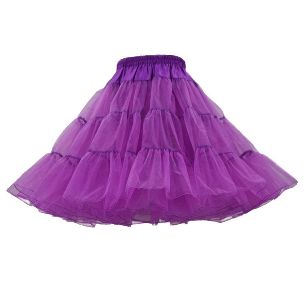 BABYONLINE Rockabilly enagua de boda roja crinolina Falda corta de tul enagua mujer adulto tutú medio resbalones accesorios nupciales: Morado