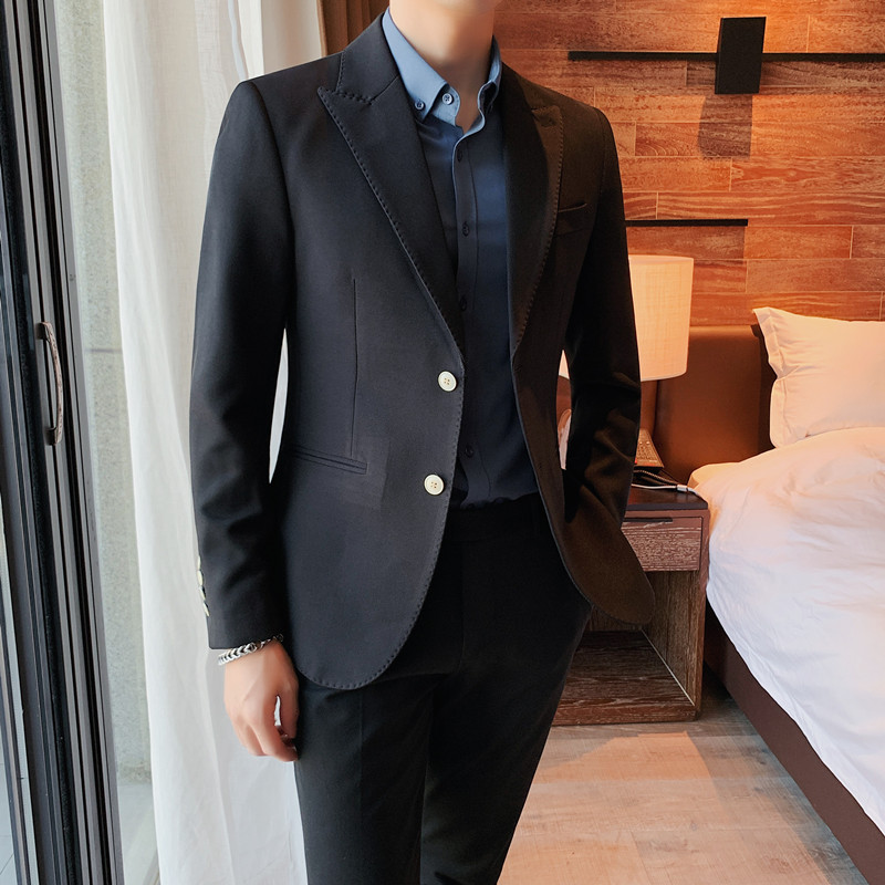 Giacca Uomo Slim Fit Leggera - Autunno, Business Casual, Anti Rughe, Colore Solido, Elegante