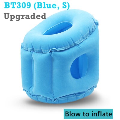 Opblaasbare Kussen Innovatieve Air Reizen Nek Kussens Hoofd Chin Ondersteuning Kussen Voor Vluchten Auto Vliegtuig Kids Dutten Kussens: BT309-S Blue