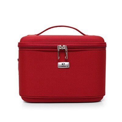 Make Up Bag Women Shoulder Cosmetic Case Female Beauty Brush Waterproof Makeup Box Toiletry Suitcases: S wine red