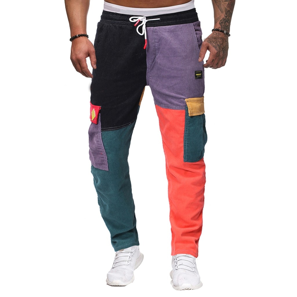 Mono de pana para hombre, pantalones deportivos informales de bolsillo, para correr al aire libre, pantalones deportivos de Fitness, pantalones de hombre