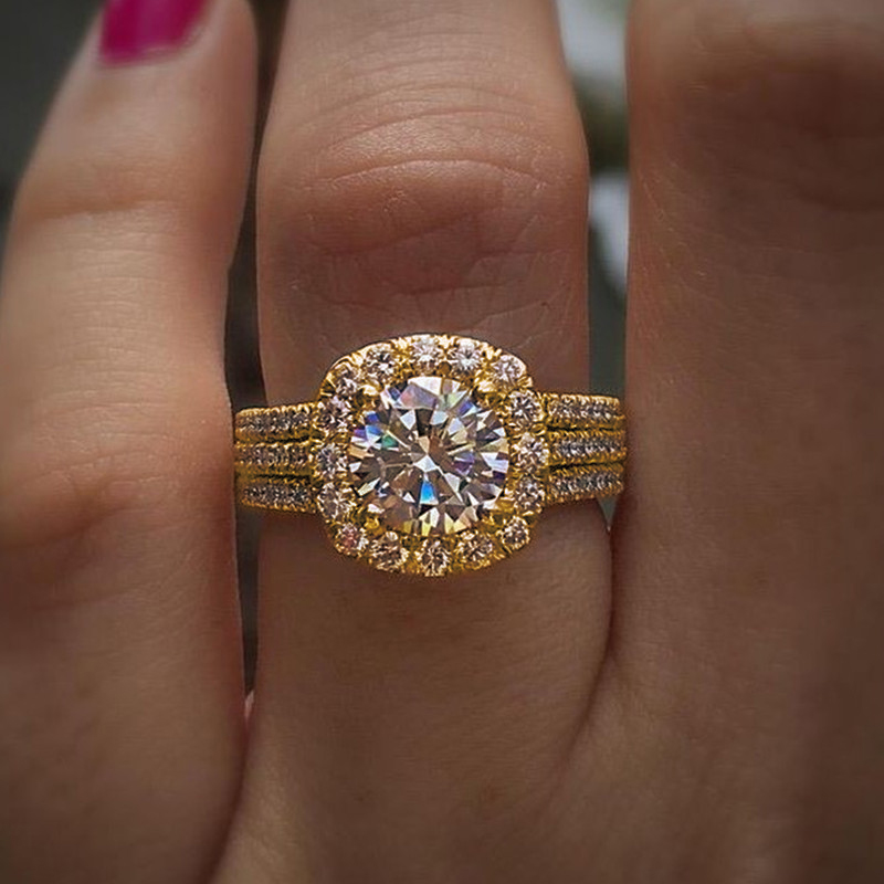 Huitan modisch Frauen Ringe mit Brillante Zirkonia Luxus Verlobungsringe Hochzeit Schmuck: 8 / Schwarz