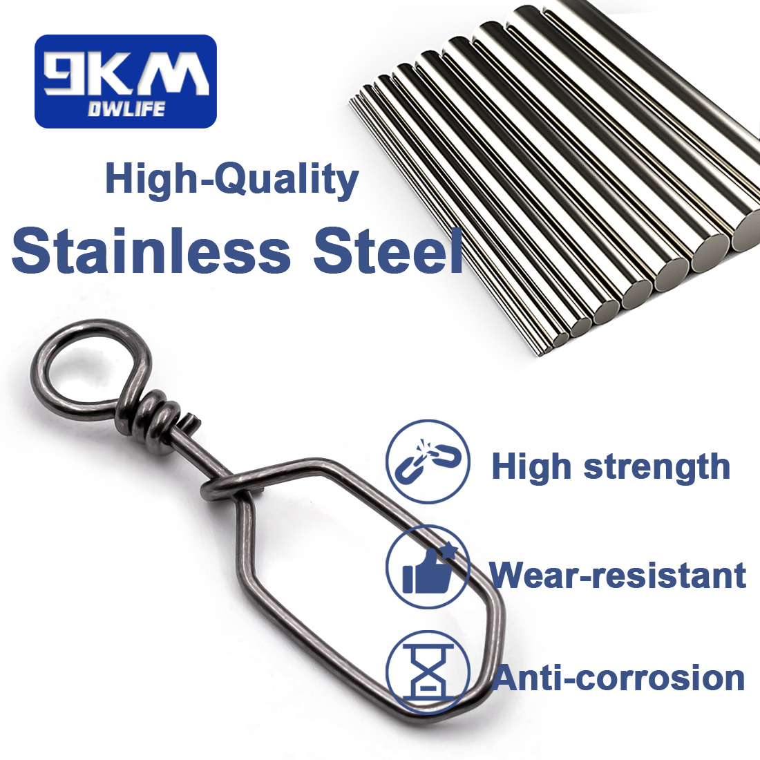 Fishing Snap 50~200Pcs Stainless Steel Coast Lock Snap Fishing Square Clip Lock Snap Fishing Lure Connector Quick Change Bait
