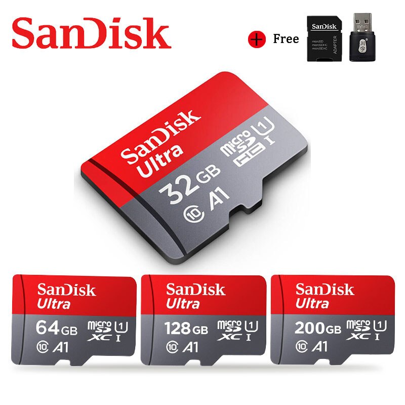 SanDisk Ultra Micro SD 32GB 64GB 128GB 200GB 256GB 16GB 400GB microSD Memory Card A1 Class10 UHS-1 98MB/S TF/SD Card For phone