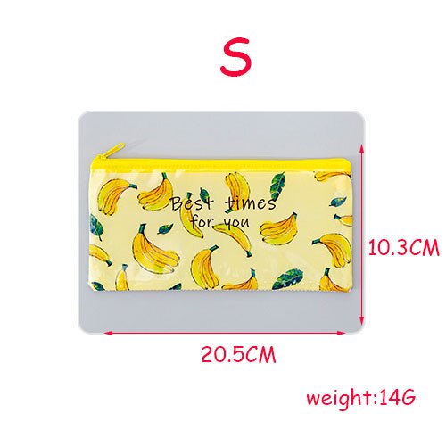 Dessin animé fruits trousse Kawaii grille fermeture éclair fichier sac petit frais étudiant stockage papeterie crayon sac école bureau: S banana