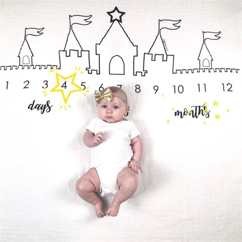 Baby baby milepæl teppe foto fotografering prop tepper bakgrunn klut kalender bebe gutt jente foto tilbehør 100 x 100cm