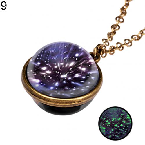 Unico Luminoso Universe Galaxy Pianeta Collana In Vetro di Glow In The Dark Cosmic Pendente Della Collana Della Sfera per Unisex Dei Monili Dell'annata: 9