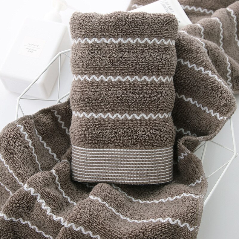 Japanse Stijl Wave Gezicht Handdoek, Puur Katoen Huishoudelijke Zachte En Dikke Badhanddoek, absorberende Voor Mannen En Vrouwen Zonder Lint: Dark khaki / Towel 35X75cm