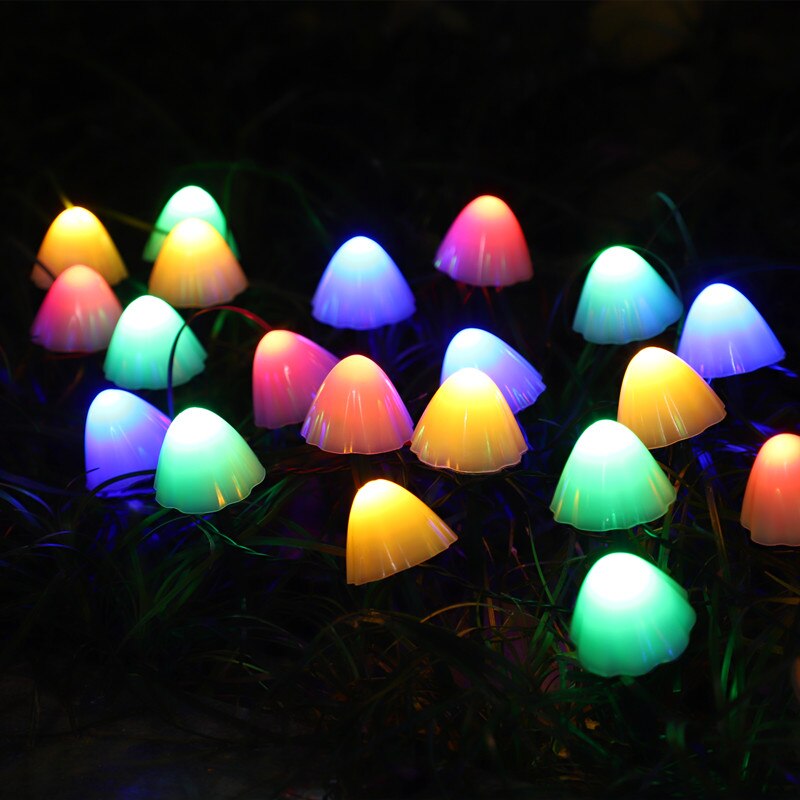 Solar LED Light Outdoor Mushroom Garden Decoration Lights IP66 Waterproof Garden Garland Furniture Decor Solar Cell Fairy Lights: Colorful / 5m 20led