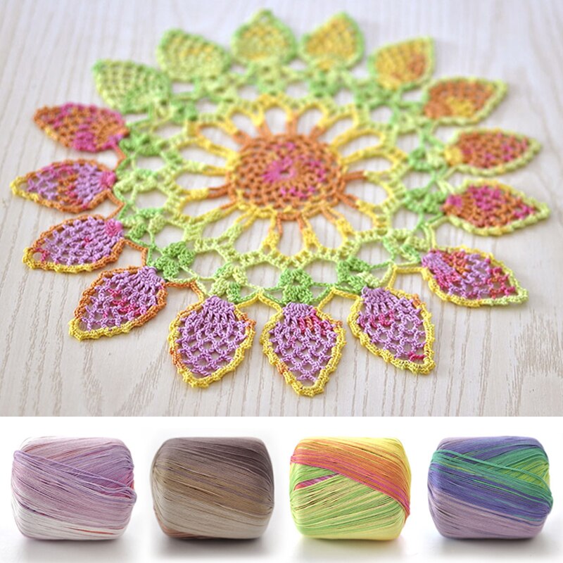 40G/Bal Katoen Metallic Kant Regenboog Garen Kleurrijke Dunne Draad Voor Diy Hand Haken Breien Door 1.5-2.5Mm Haaknaalden